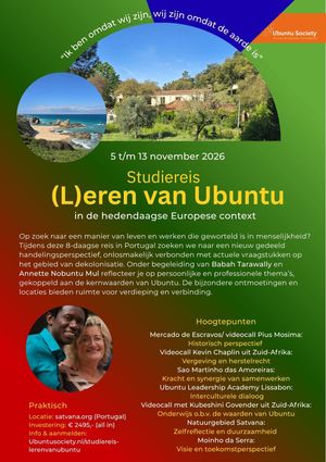 Flyer Studiereis (L)eren van Ubuntu — Portugal november 2026